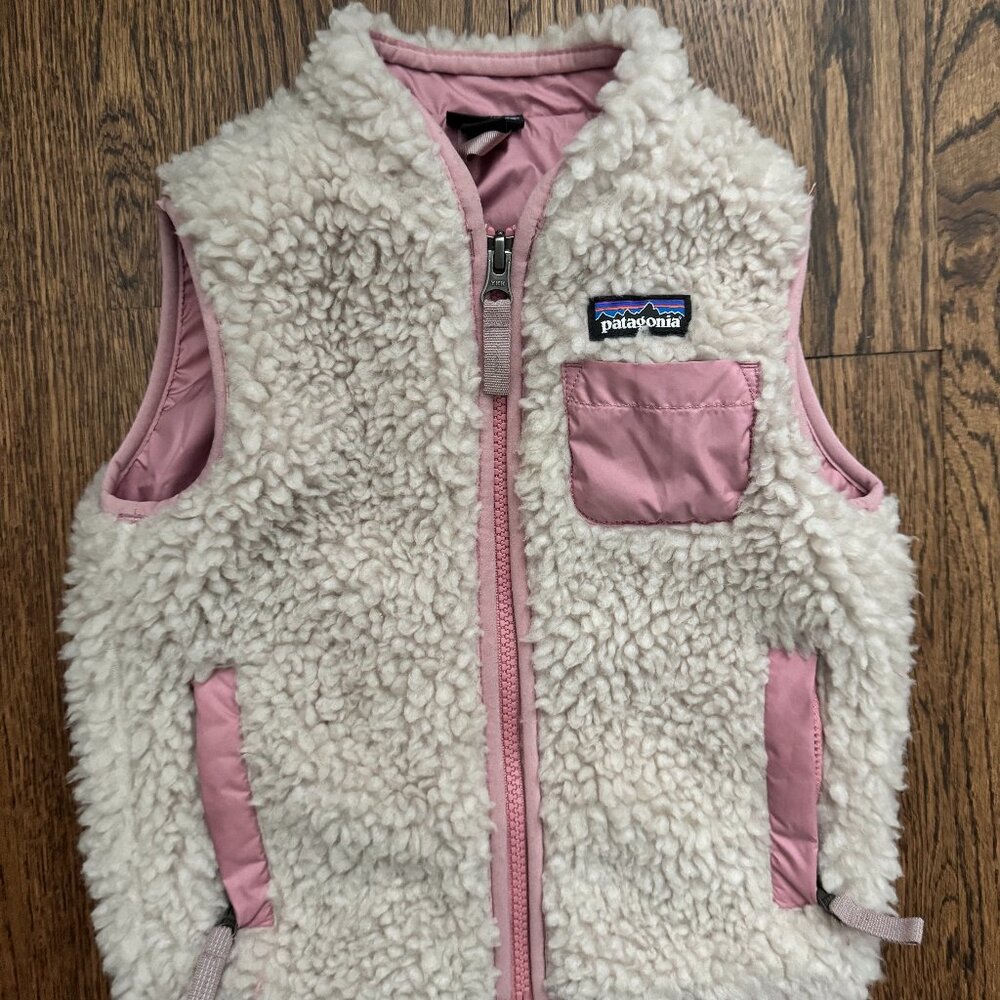 Patagonia Girls’ Retro-X Fleece Vest - 2T - Ivory / Pink